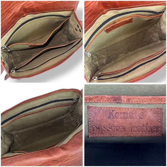 Komal’s Passion Leather Saddle Bag Crossbody Buffalo Leather Rustic Handmade - Picture 12 of 13